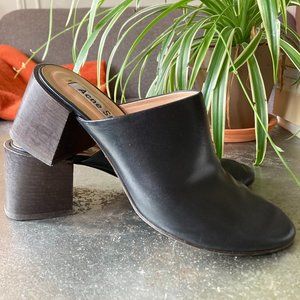 Acne Studios Black Leather Sil Block Heel Mule